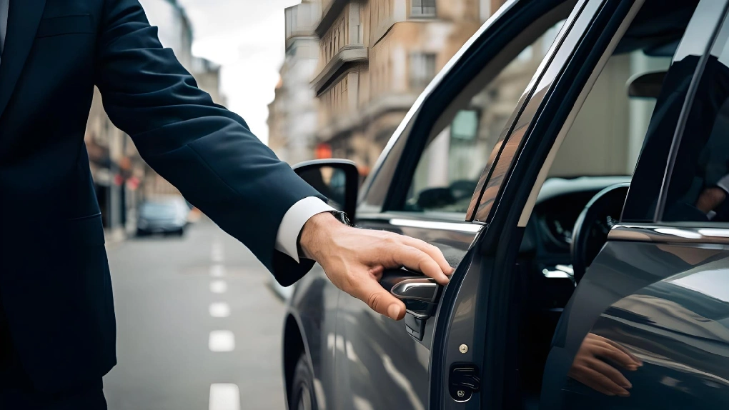 Luxury black car service traveling from Boston to New York