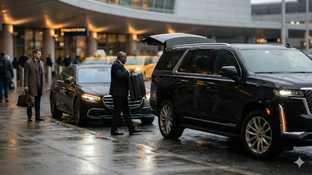 Executive corporate car service in Boston with luxury sedan